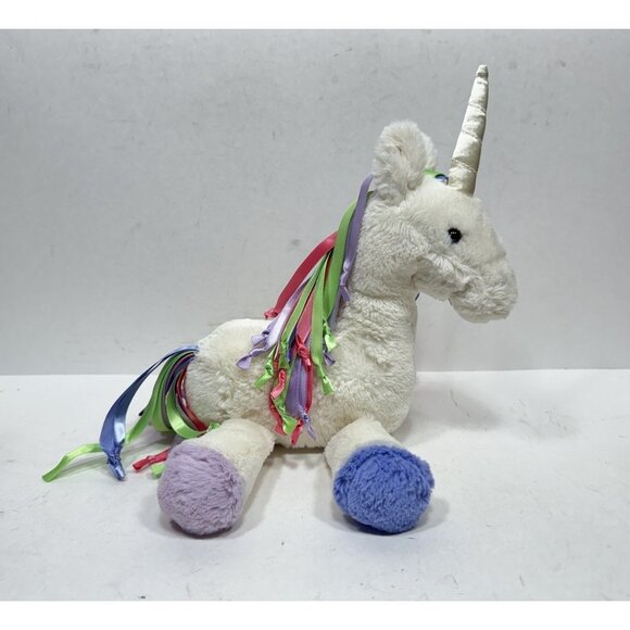 Jellycat Lollopylou Unicorn Plush Ivory Rainbow Ribbon Mane Chime Rattle Toy - Picture 1 of 5